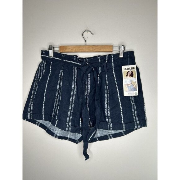 Rewash Brand Blue White Linen Blend Drawstring Shorts Womens Size 13/31 … - Picture 2 of 8